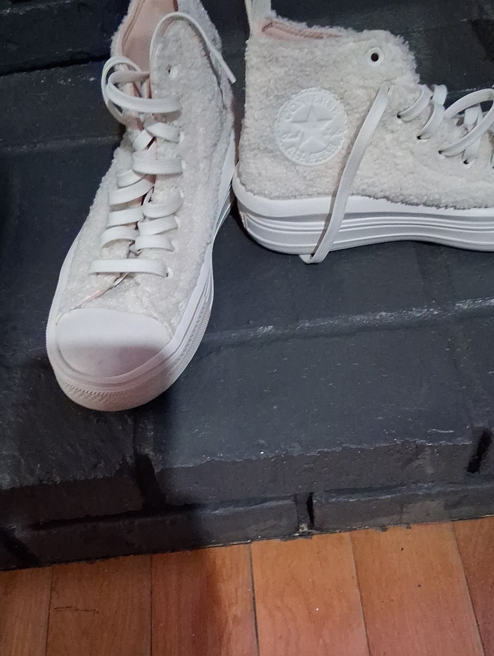 Converse Women's High-Top Sherpa Sneakers in Cream/Off-White